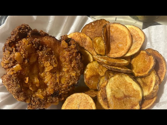 AWESOME  Pork chop sandwich Recipe with fried potato chips part 3