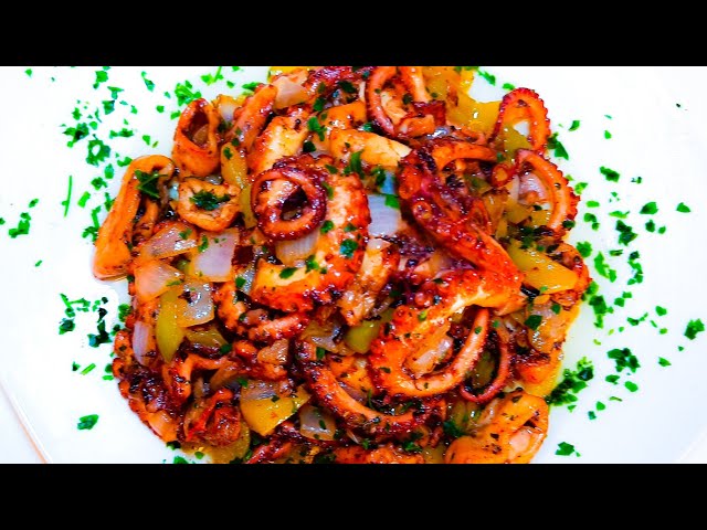 Chinese Style Spicy Garlic Stir Fry Octopus/Calamary. Best sea Food Recipe.