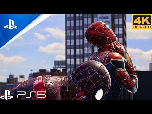 Nanotech Spidermen fight Sandman Spiderman 2 Ps5 Slim 4K HDR