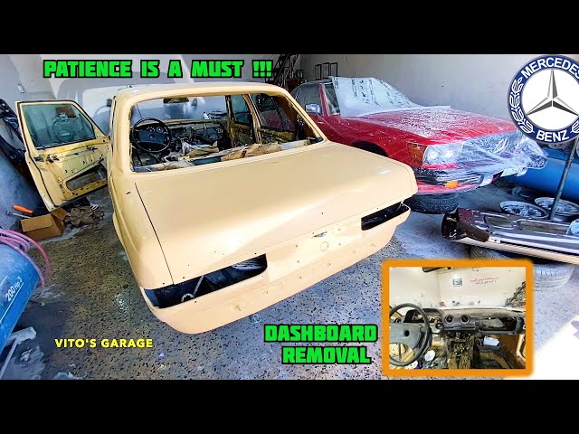 This Shop is Restoring Mercedes R107, W113, W123| Removing W123 Dash & Center Console is Tedious..