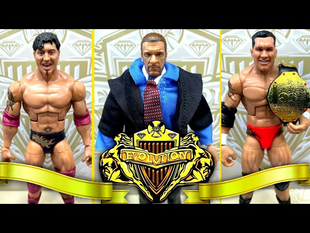 WWE ELITE EVOLUTION 3-PACK FIGURE REVIEW! HHH BATISTA RANDY ORTON!