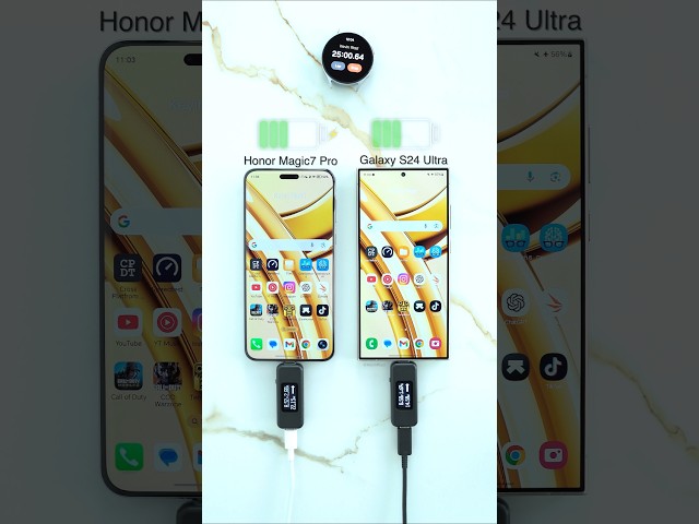 Honor Magic7 Pro vs Samsung Galaxy S24 Ultra Charging Test!🪫🔋