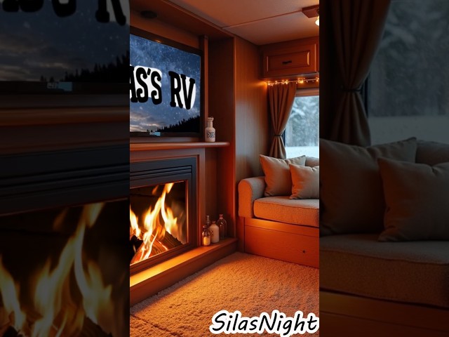 Charming Winter Adventures: Camping in a Fifth Wheel Trailer with the Warmth of a Fireplace #shorts