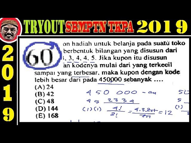 tryout SBMPTN 2019 TKPA , matematika dasar no 60 peluang