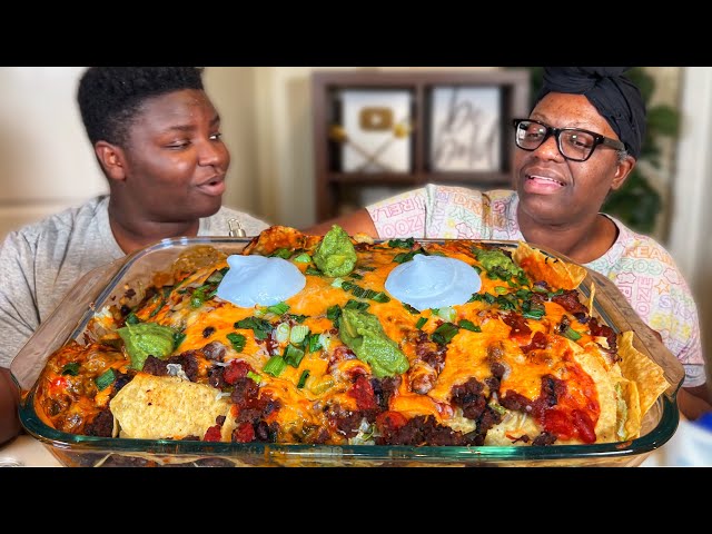 IT WAS A LONG DAY SO CHILL..| BAKED LOADED NACHOS W/ MY KIDS| MUKBANG EATING SHOW!