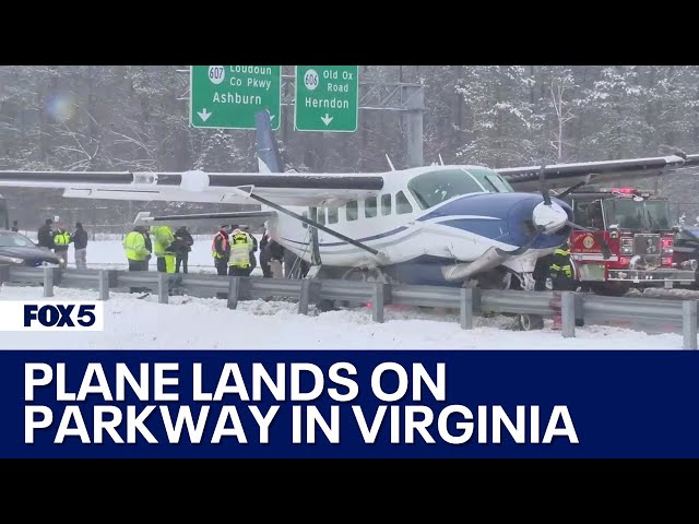 Plane lands on Loudoun County Parkway in Virginia