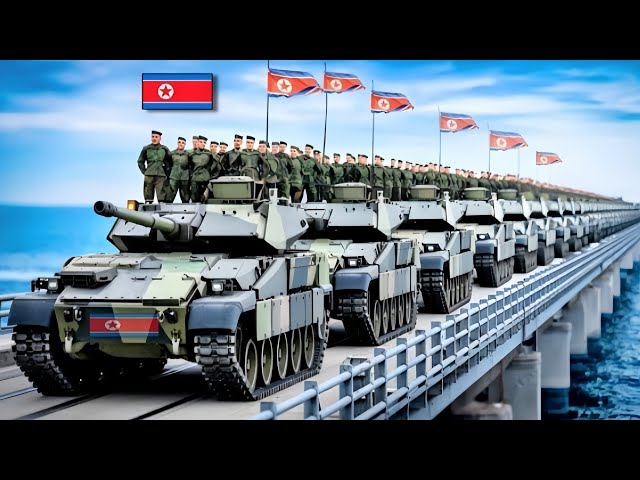 1 minute ago! Hundreds of North Korean Armored Tanks Explode on Russia's Crimean Bridge!