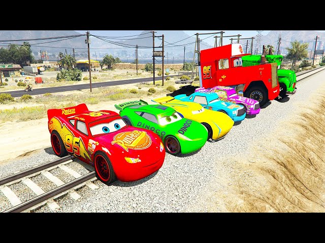 SPIDERMAN McQueen Friends OFF ROAD Ramp Challenge ! SUPERHERO HULK Disney Car Monster TRUCKS - GTA V