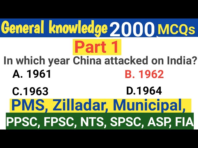 General Knowledge MCQs | Top 2000 MCQs |PMS upto 2024 Fully Solved Past Papers |PPSC, NTS, FPSC MCQs