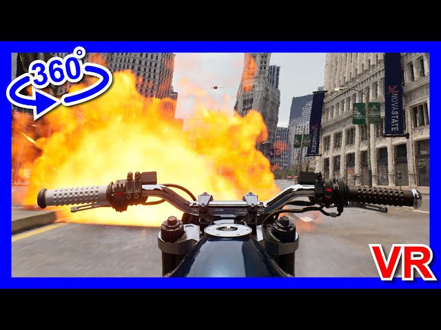 VR 360 4K  | Escape from a dangerous city on your Motorcycle! |危険な街からバイクで逃げろ！