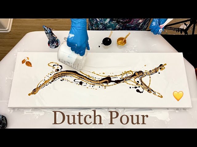 WOW Gorgeous 💛GOLDEN Leaf 🍂 Dutch Pour! So Simple and Elegant ~Acrylic Pouring | Fluid Art