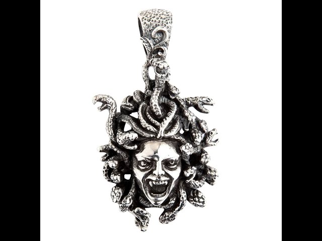 Snake Head Gorgon Medusa Sterling Silver Gothic Pendant