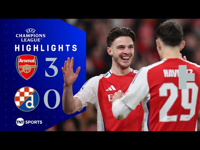 Rice, Havertz & Odegaard On Target 🔴 | Arsenal 3-0 Dinamo Zagreb | UEFA Champions League Highlights