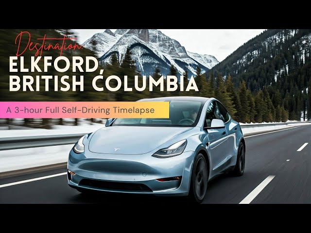 Timelapse 310km Drive From Calgary to Elkford in a Tesla Model Y Using FSD