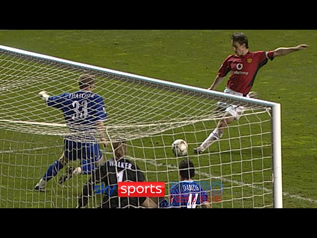 Gary Neville scores a rare goal for Manchester United