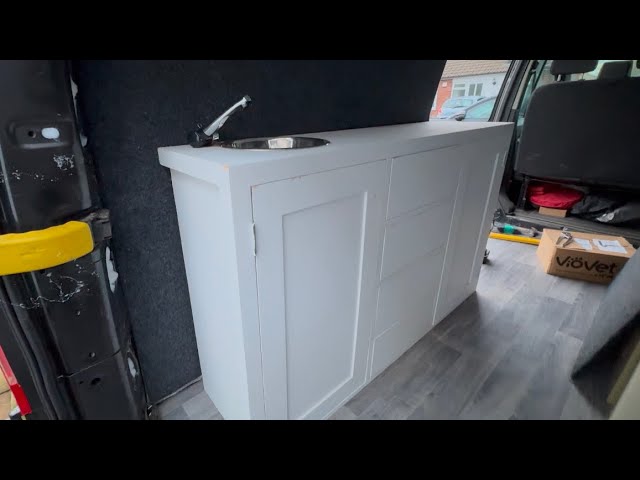 Motorcycle Campervan Conversion £40 hardwood draws, turned into the perfect camper van kitchen