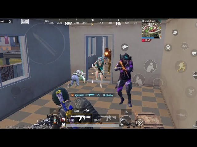 😱 Dangerous situation Best 1v4 clutch in bgmi 🔥