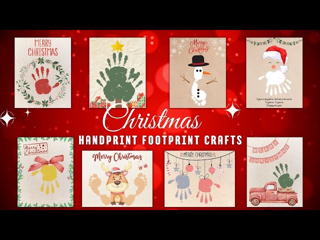 Christmas Snowman Santa Handprint Footprint Art Craft Printable Downloads | Christmas Greeting Card