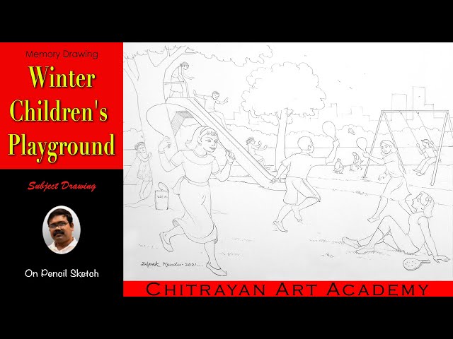 How to draw Children's Playground | Playground Drawing | How To Draw A Park | Children Park Drawing