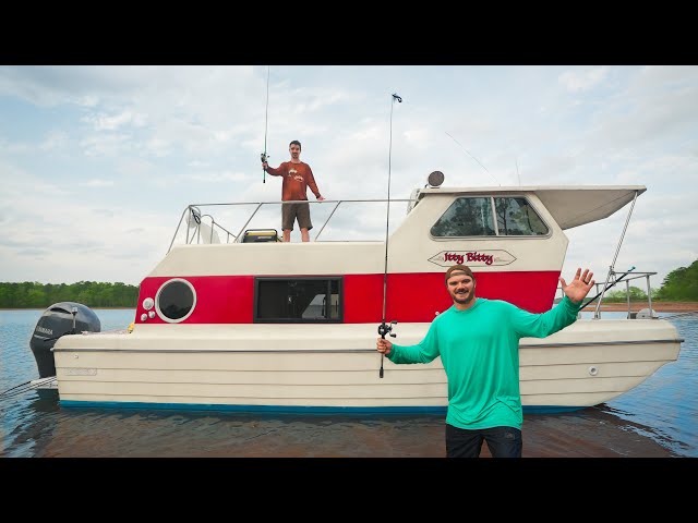 Camping In My Fully Restored Houseboat! (catch n cook)