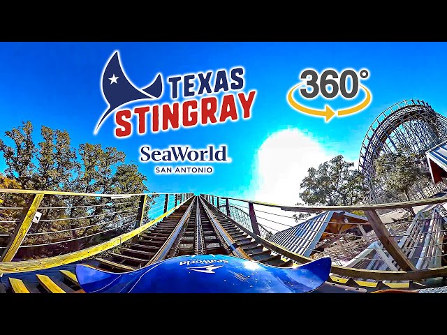 VR 360 Texas Stingray Roller Coaster On Ride Front Row POV SeaWorld San Antonio 2024 12 19