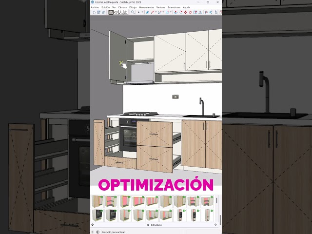 DISEÑO DE COCINA PEQUEÑA - SketchUp + Componentes dinámicos