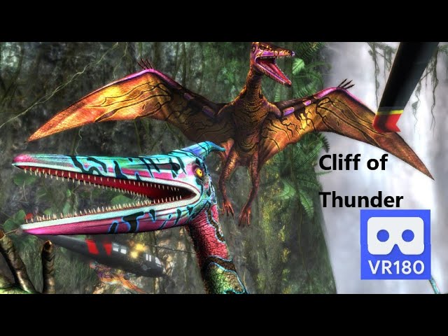 3D VR180 Playing Cliff of Thunder Jurassic Park Railshooter Arcade game in a Private theater