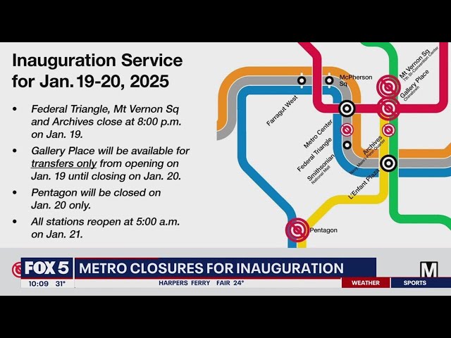 Metro adjusts service after Trump inauguration moved inside