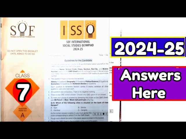 Class 7 ISSO Question Paper 2024-25 | SOF International Social Studies Olympiad | Class 7|SOF ISSO