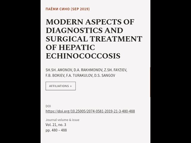 MODERN ASPECTS OF DIAGNOSTICS AND SURGICAL TREATMENT OF HEPATIC ECHINOCOCCOSIS | RTCL.TV