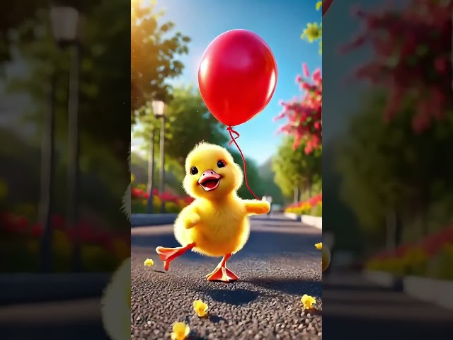 The Little Yellow Duck Was So Sad When Its Balloon Flew Away#cartoon #duckstory #funny