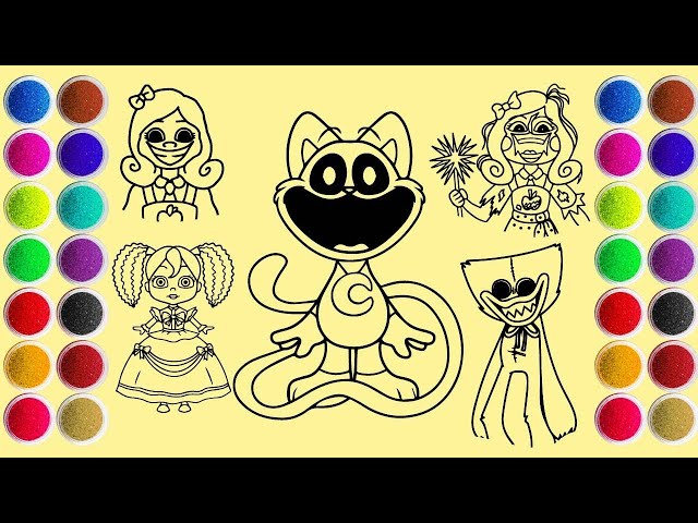 Poppy Playtime Chapter 3 - Drawing All Characters - CatNap, Miss Delight, Kissy Missy and Others