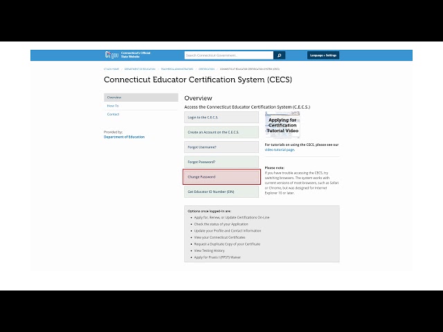 Resetting your CECS password and managing your user account