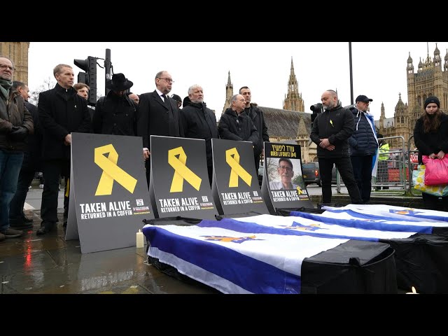 London demonstration for Hamas hostages as bodies returned to Israel | AFP