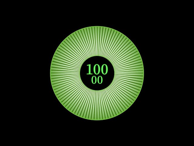 100 Second Timer with Music - Green Circle Countdown