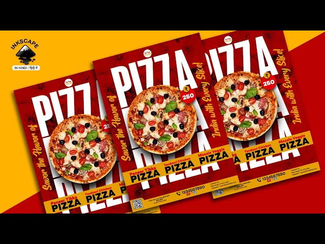 Pizza Flyer Design with Printing Layout INKSCAPE in HINDI / हिंदी में