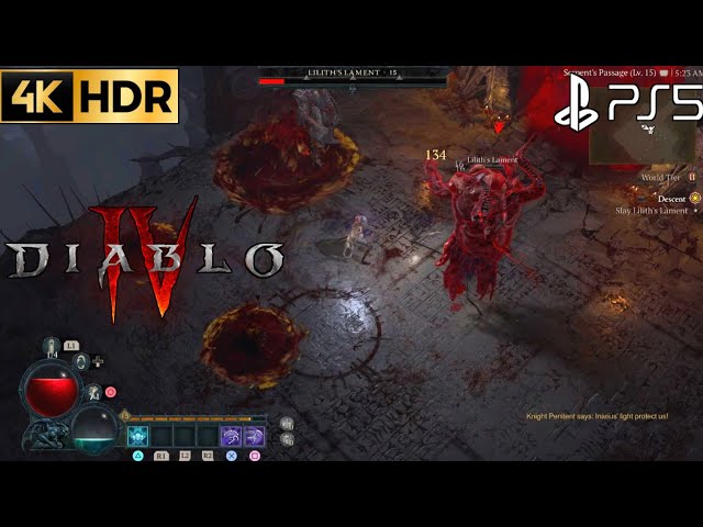 Necromancer Vs Lilith's Lament Boss Fight DIABLO 4 Lilith's Lament Boss Battle 4K 60FPS HDR PS5