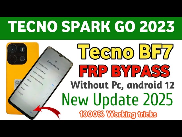 Tecno BF7 Frp Bypass||android 12||Tecno Spark Go 2023 Google account remove||New Update _2025