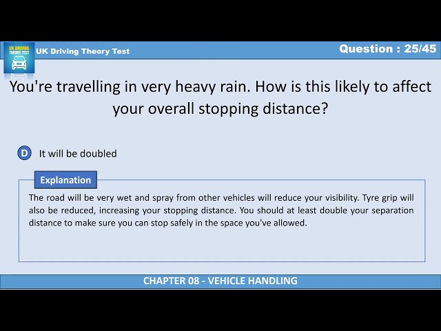 Driving in Heavy Rain: Stopping Distance Explained | UK Driving Theory Test