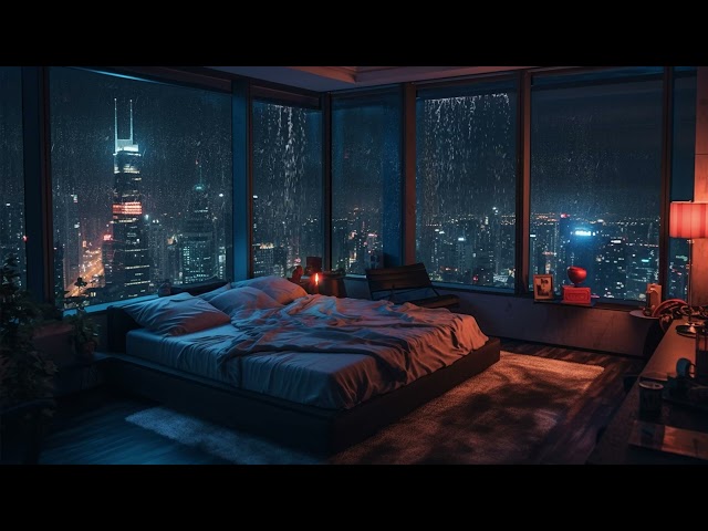 Rain Sounds in a High-Rise Bedroom | Relaxing 4K Ambience | No Music