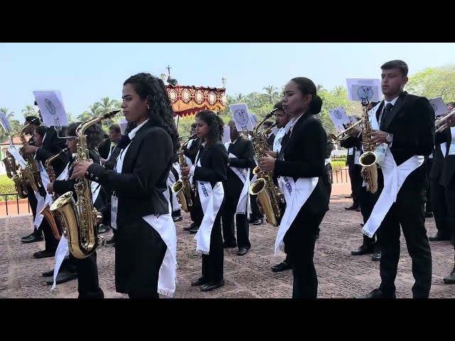 Brass Band @St Francis Xavier Exposition,Old Goa led by Fr Simon #oldgoa #exposition #sfx #brassband