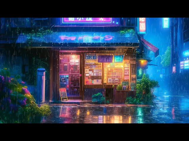 Rainy Night At The Neon City ☔ Lofi Sleep Rain ☔ Pluviophile Lofi Songs For The Rain Lovers