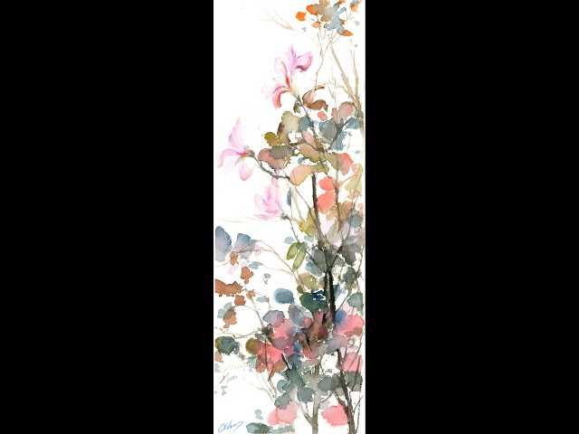 Watercolour tree and flowers