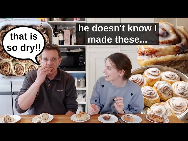 Dad Judges Cinnamon rolls that I made but he doesn't know that !!