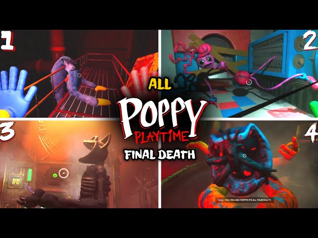 Poppy Playtime Boss Deaths Comparison (Huggy Wuggy, Mommy Long Legs, Catnap, Doey) – Chapters 1-4