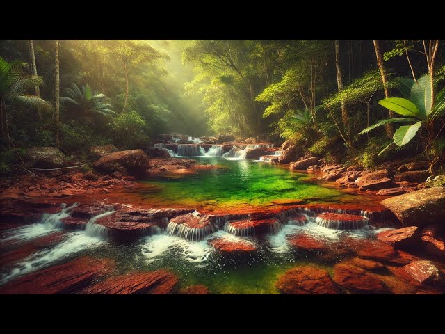 Waterfall & Birdsong in a Lush Forest – Relaxing Nature Sounds for Deep Relaxation