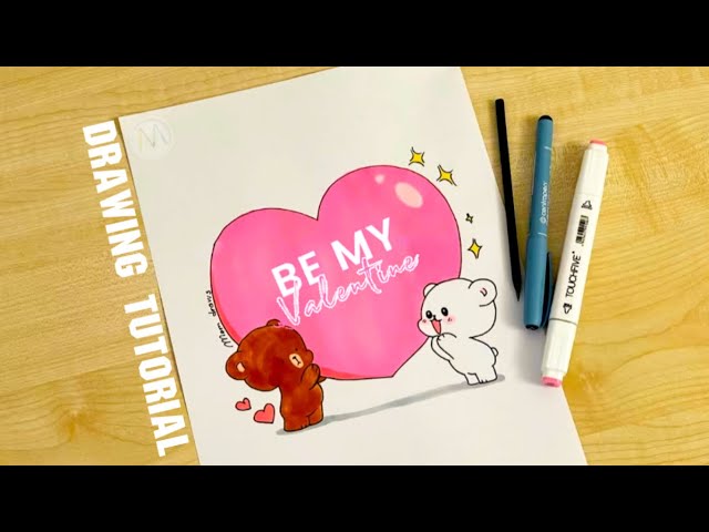 How to draw Valentine`s day bears / Be my Valentine