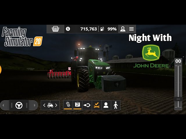 farming simulator 20 FS20 Night with John deere John deere Tractors and harvester best moments 👍