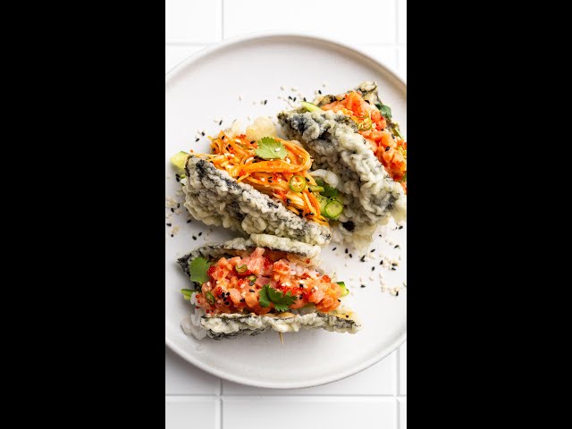 Sushi Taco with Tempura Fried Nori Shell