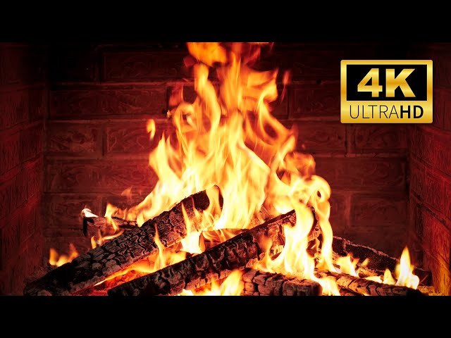 🔥 Cozy Fireplace 4K. Winter Day with Crackling Fire Sounds for Relaxation. 4K Fireplace Burning.